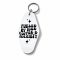 Fuelled by Iced Coffee & Anxiety | Vintage Style Hotel Keychain