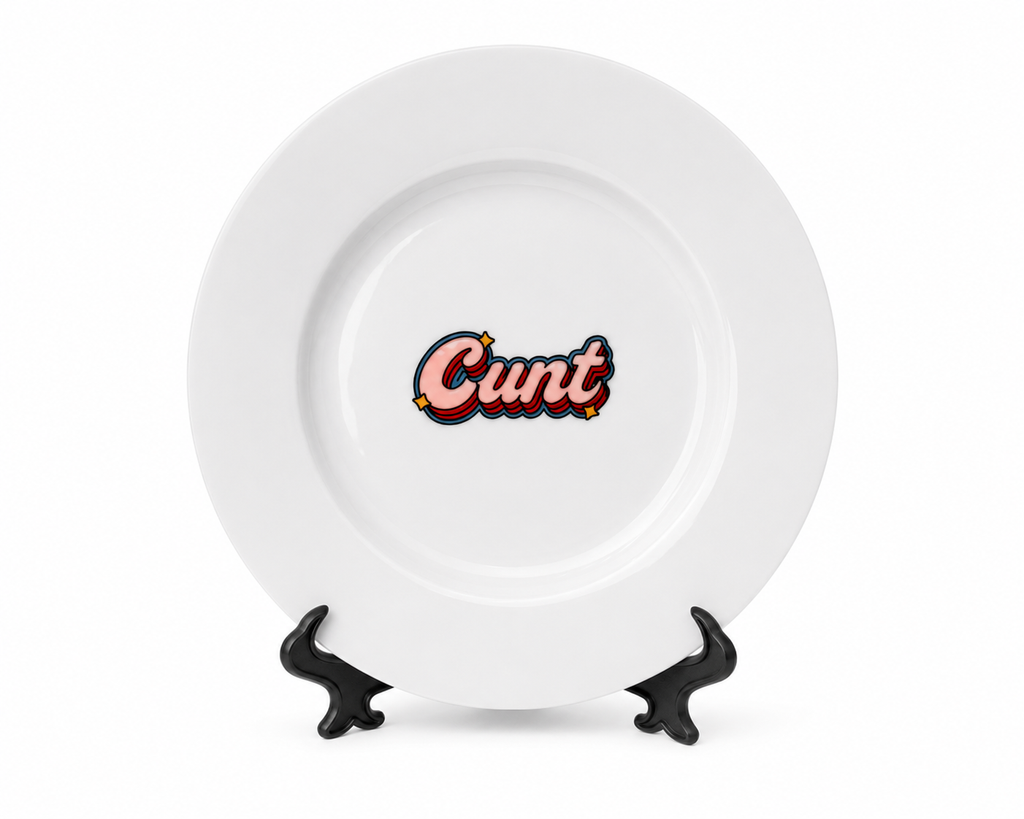 Cunt | Crude Crockery | Side Plate & Display Stand