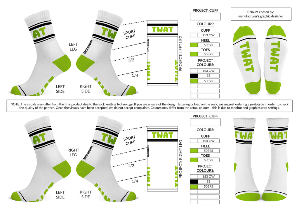 TWAT | Cotton Crew Socks | Sports | Mid-length