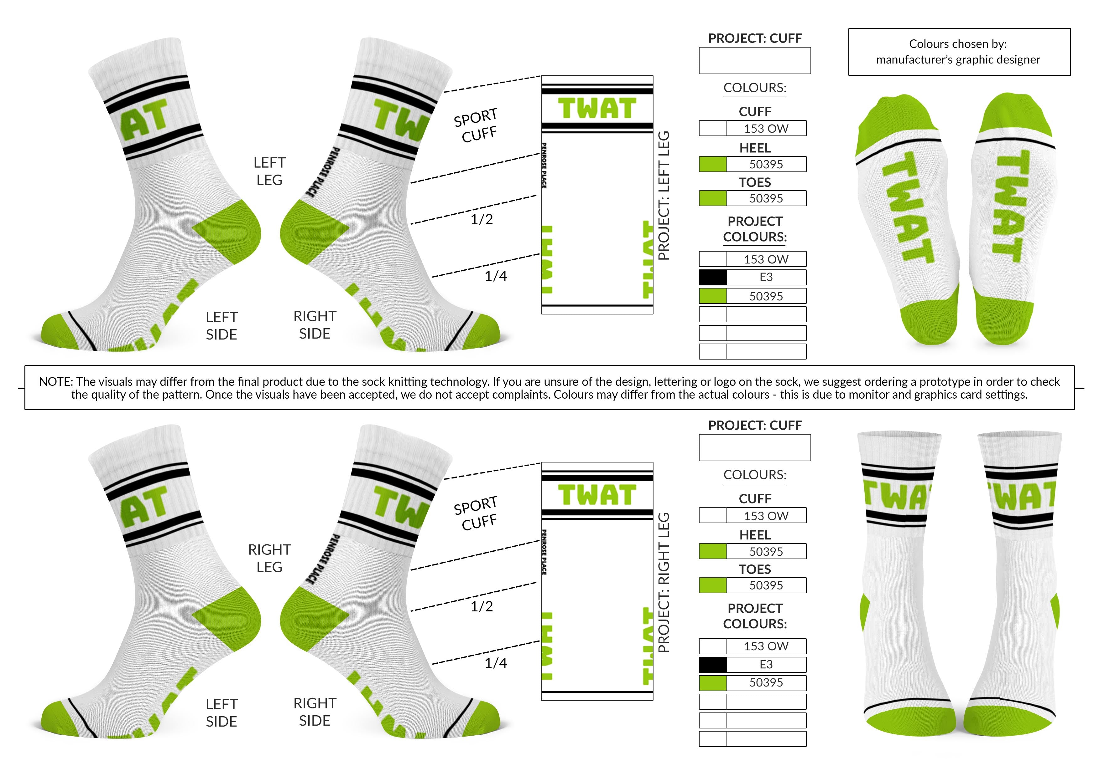TWAT | Cotton Crew Socks | Sports | Mid-length