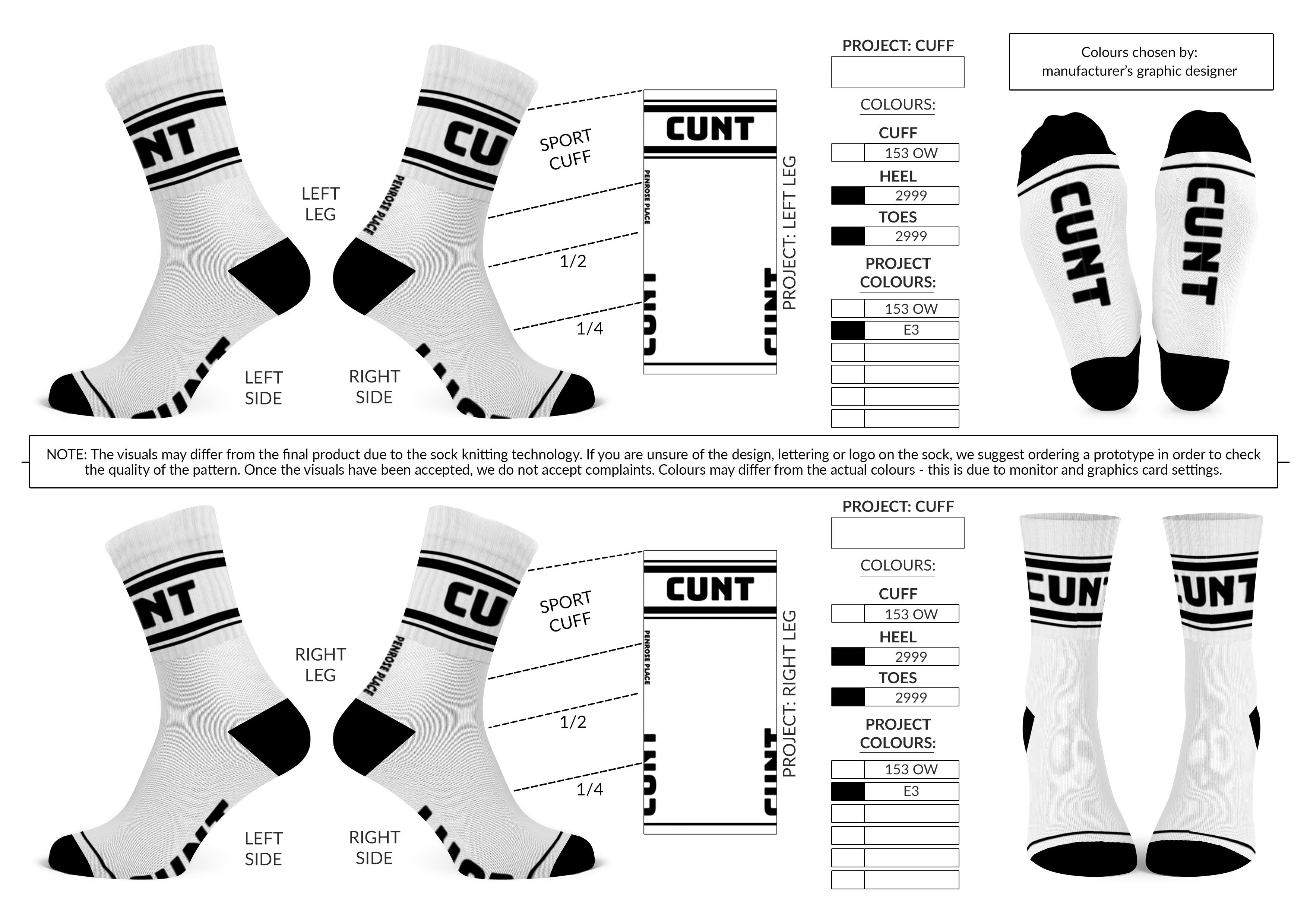 CUNT | Cotton Crew Socks | Sports | mid-length