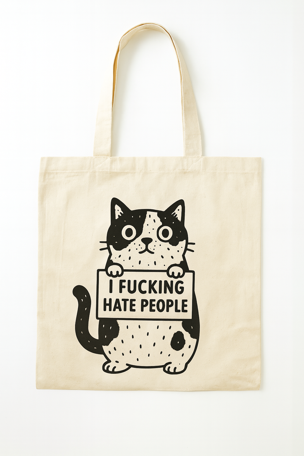 I Fucking hate people (CAT) | Tote Bag | White