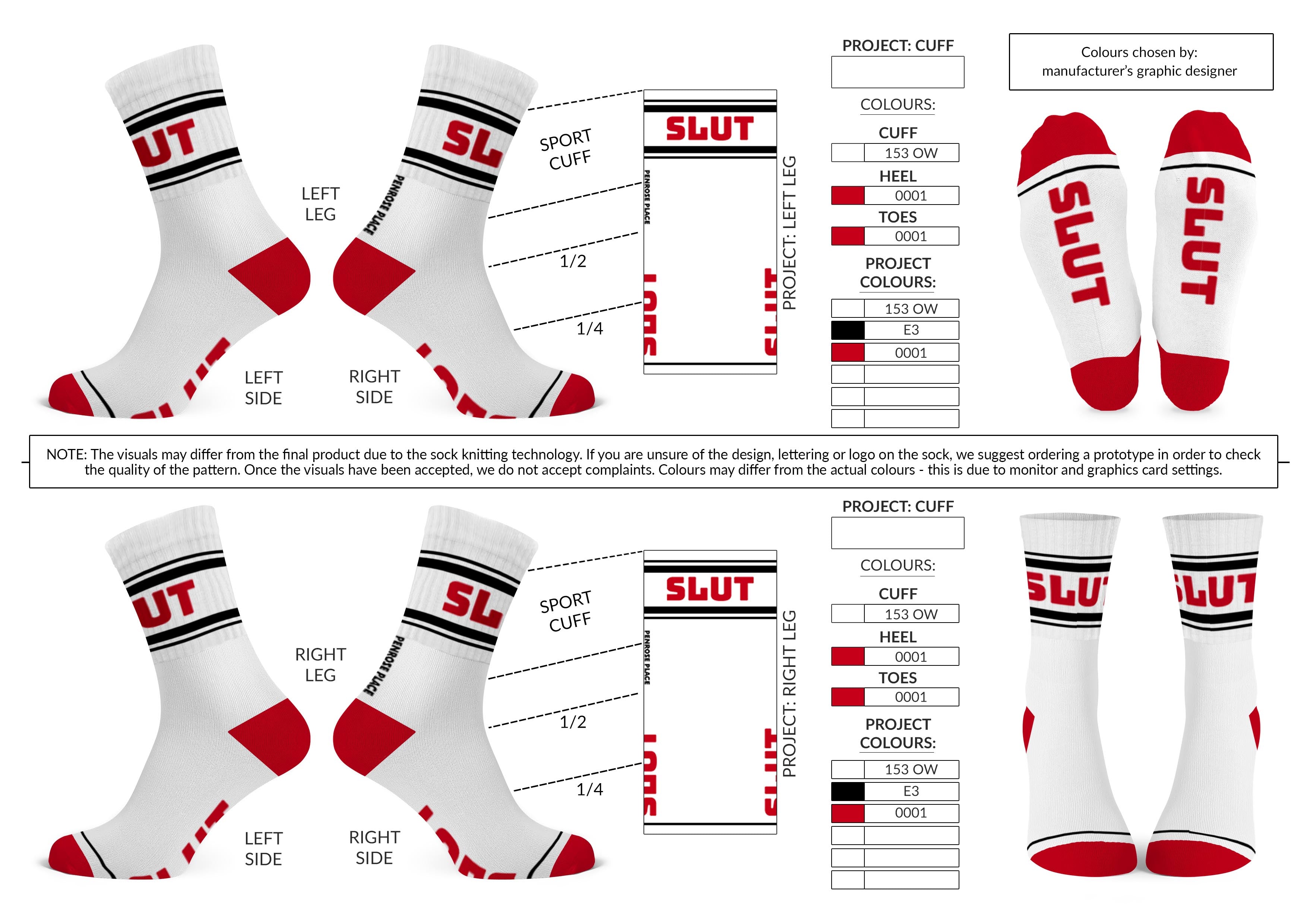 SLUT  | Cotton Crew Socks | Sports | Mid Length