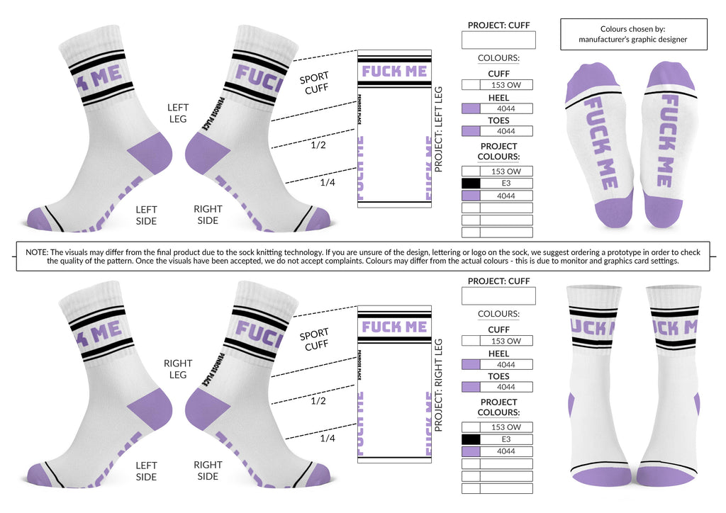FUCK ME | Cotton Crew Socks | Sports | mid-length