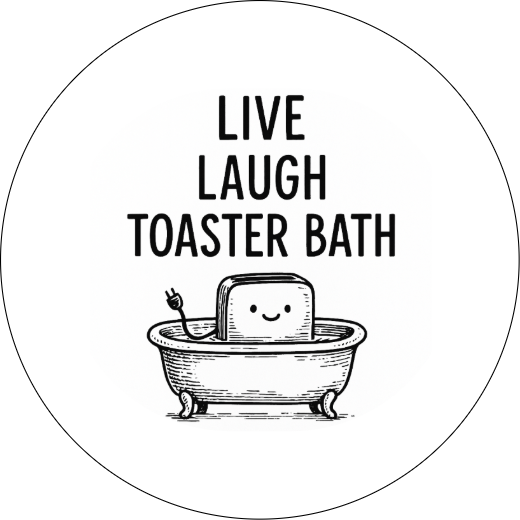 Live Laugh Toaster Bath  | Badge | 32mm