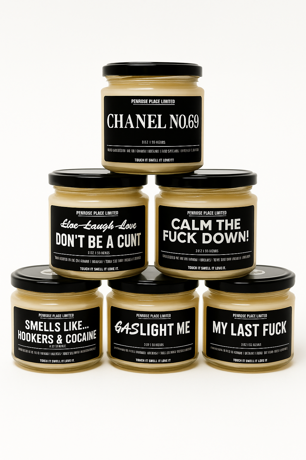 Complete Set of 6 | Naughty Glassjar Candle | 225g | 35 hours