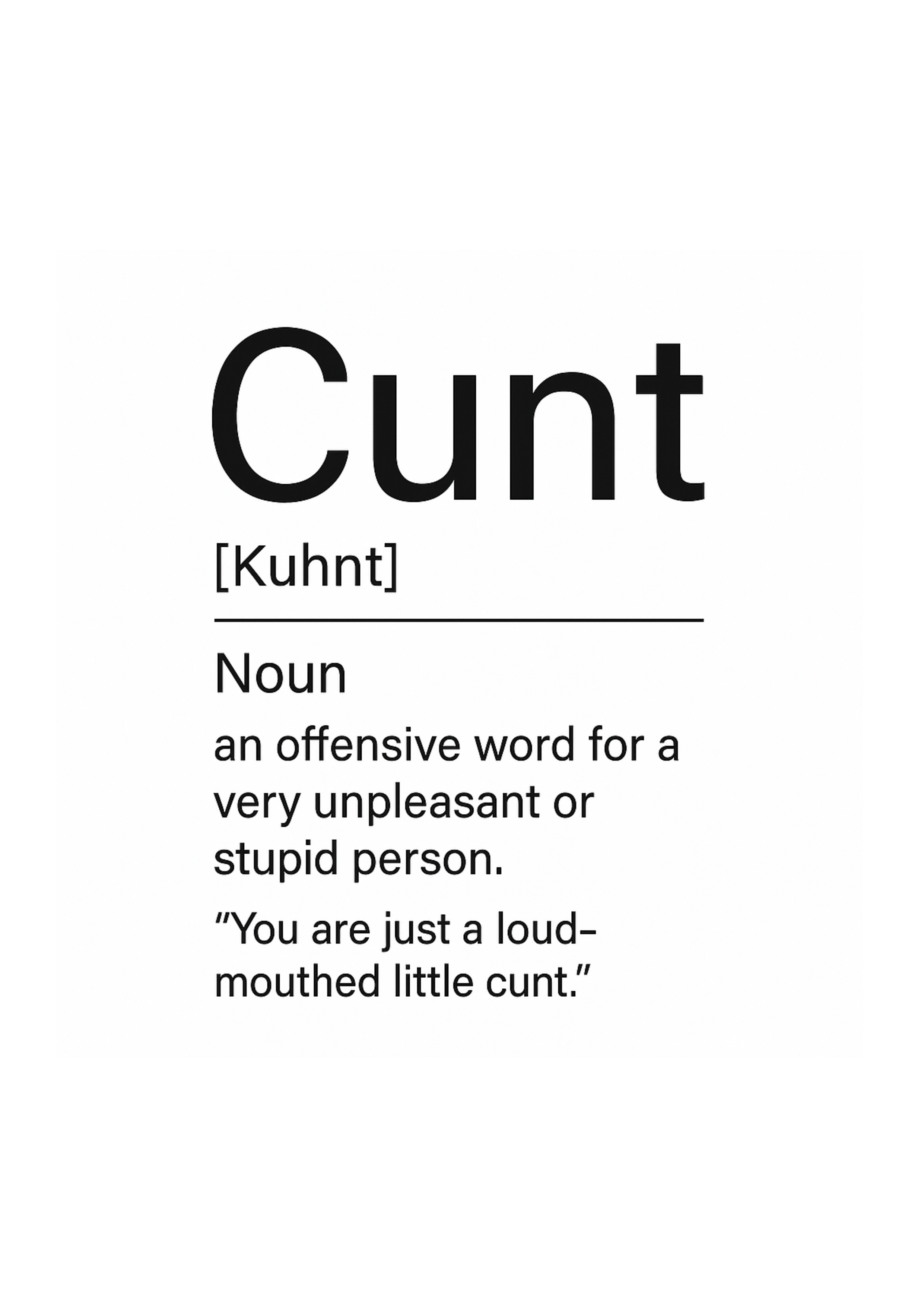 Foul Frame | CUNT (Definition) | A5 or A4 Photo in Frame