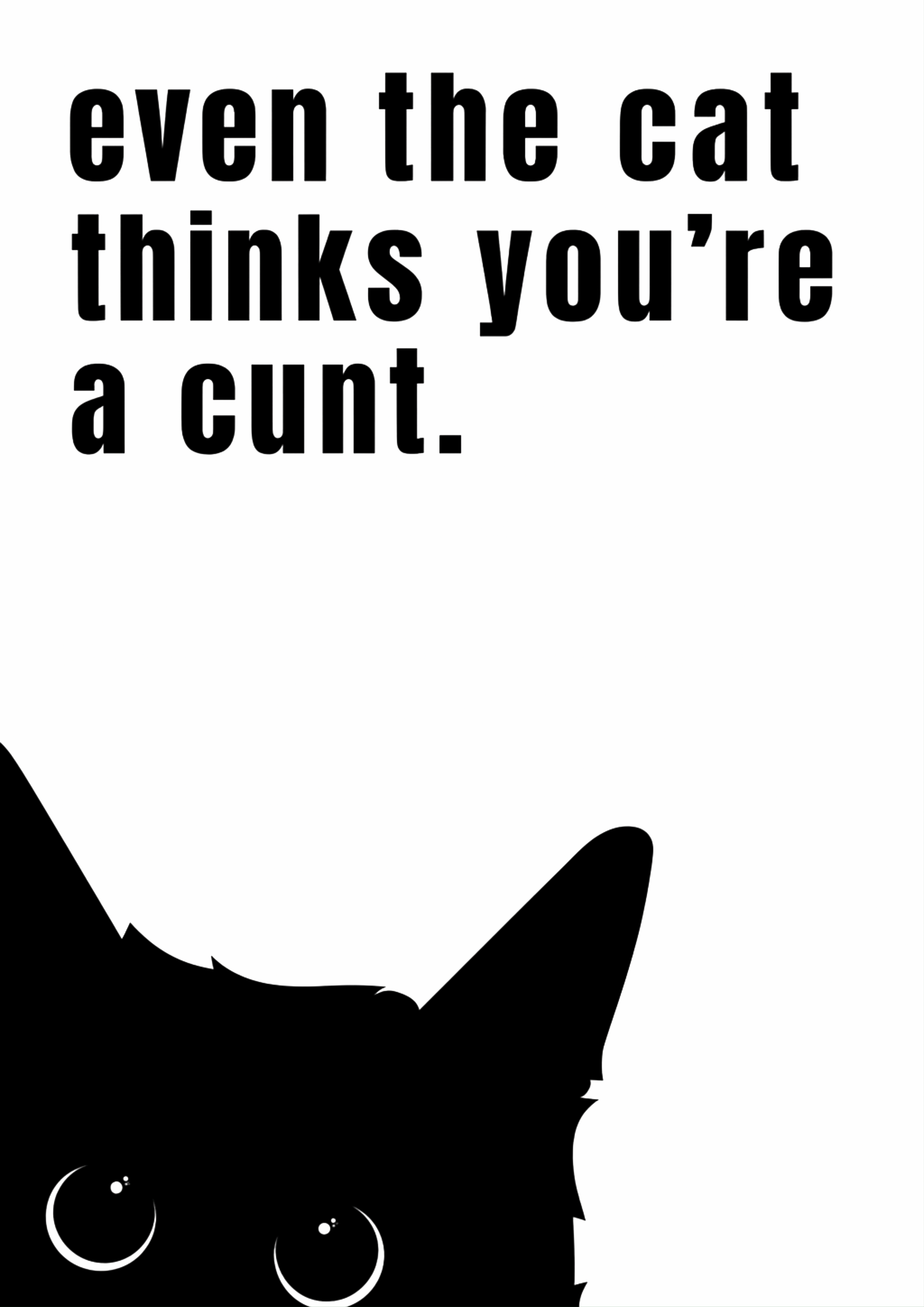 Cat Thinks You Are A Cunt | Problematic Prints